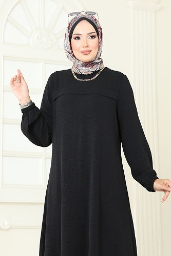 moda selvim طقم أسود 1996FON792 - Thumbnail