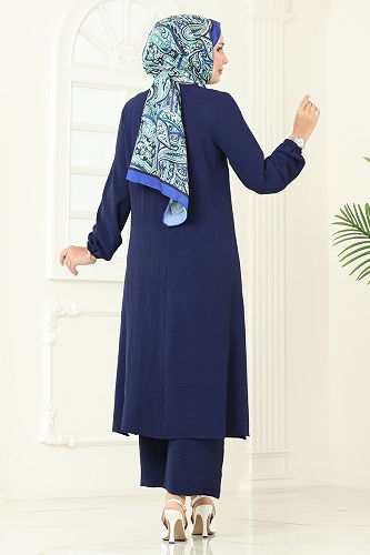 moda selvim طقم كحلي 1996FON792 - Thumbnail