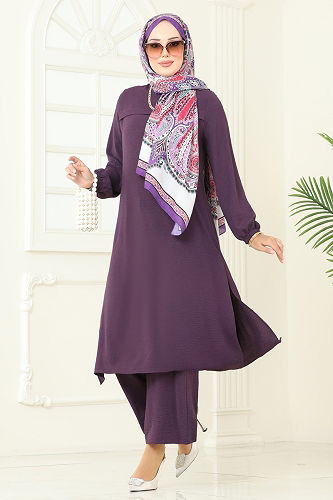 moda selvim Combined 1996FON792 Purple - Thumbnail