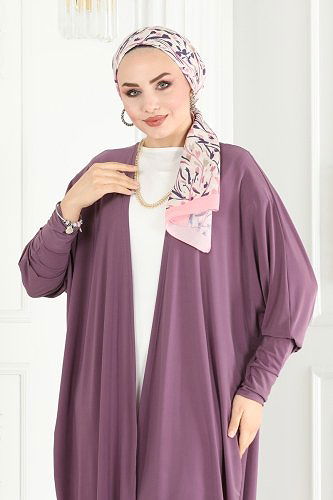 moda selvim Combined 2001EFY843 Dark Lilac & Ecru - Thumbnail