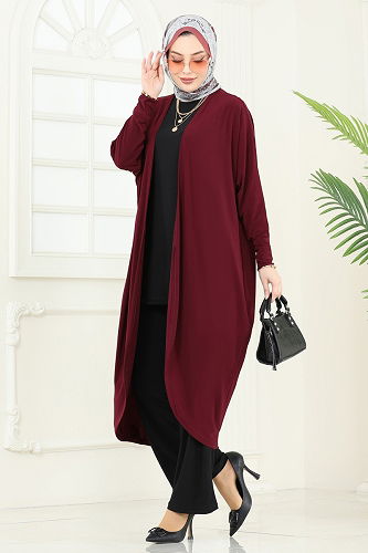 moda selvim Combined 2001MEY846 Burgundy & Black - Thumbnail