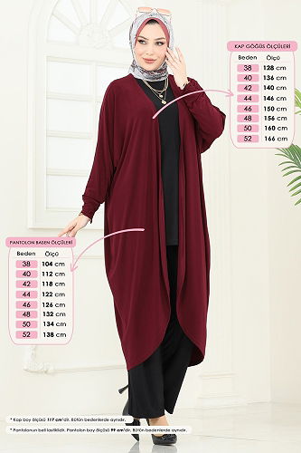 moda selvim طقم خمري و أسود 2001MEY846 - Thumbnail