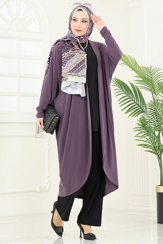 moda selvim Combined 2001MEY846 Dark Lilac & Black - Thumbnail