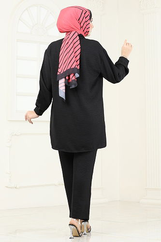 moda selvim طقم أسود 2002HBS856 - Thumbnail