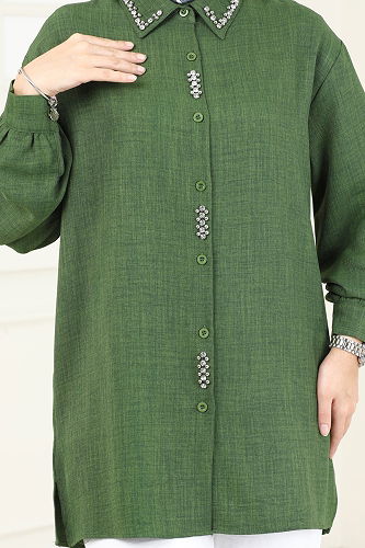 moda selvim طقم أخضر عفني وسكري 2002HBS856 - Thumbnail