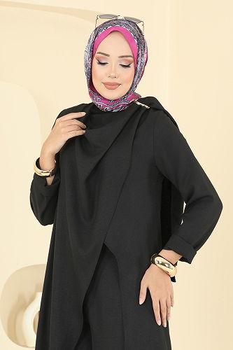 moda selvim طقم أسود 2005FON792 - Thumbnail