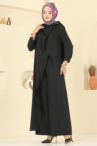 moda selvim طقم أسود 2005FON792 - Thumbnail