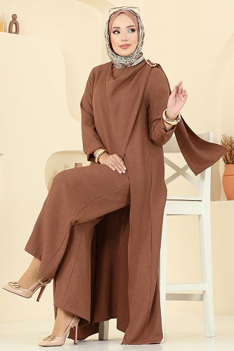 moda selvim طقم بني 2005FON792 - Thumbnail