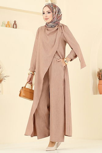 moda selvim طقم بيج غامق 2005FON792 - Thumbnail