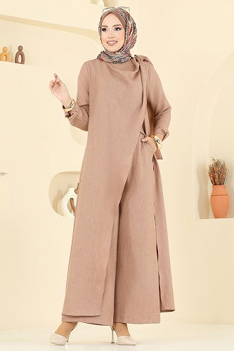 moda selvim طقم بيج غامق 2005FON792 - Thumbnail