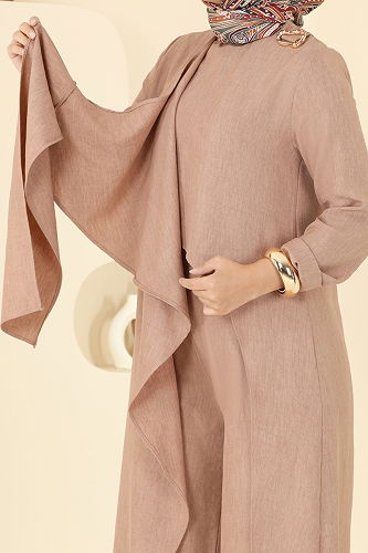 moda selvim طقم بيج غامق 2005FON792 - Thumbnail