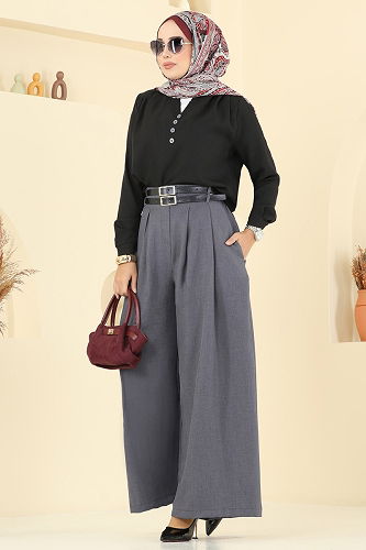 moda selvim طقم أسود و رمادي 2006FON792 - Thumbnail