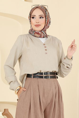 moda selvim طقم لون الحجر المنك الغامق 2006FON792 - Thumbnail