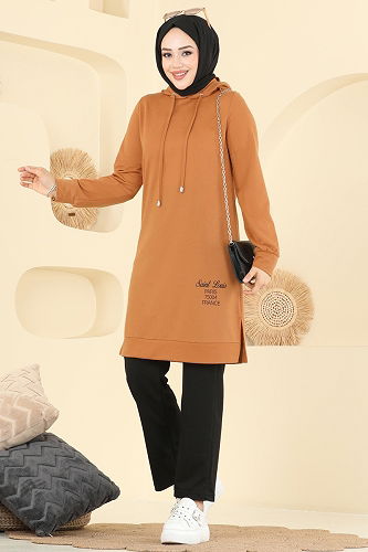 moda selvim طقم خردلي وأسود 2007FON792 - Thumbnail