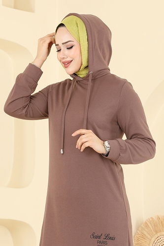 moda selvim طقم بيج وردي وأسود 2007FON792 - Thumbnail