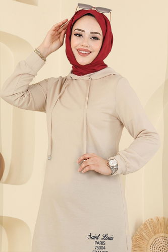 moda selvim طقم بيج وكحلي 2007FON792 - Thumbnail