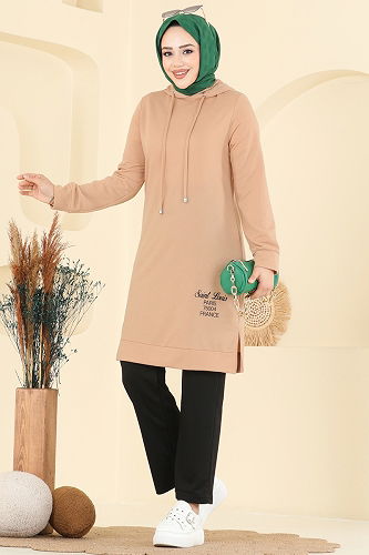 moda selvim طقم بيج وأسود 2007FON792 - Thumbnail