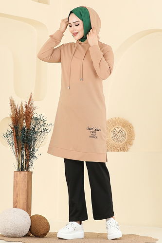 moda selvim طقم بيج وأسود 2007FON792 - Thumbnail