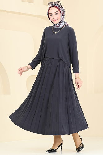 moda selvim طقم رمادي غامق 2008MEY846 - Thumbnail