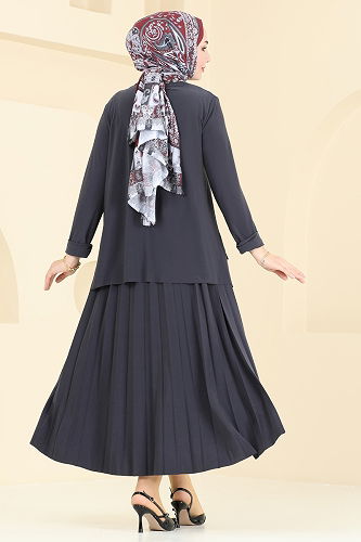 moda selvim طقم رمادي غامق 2008MEY846 - Thumbnail