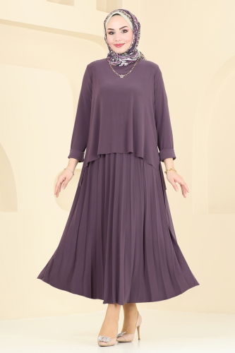 moda selvim طقم ليلكي غامق 2008MEY846 - Thumbnail