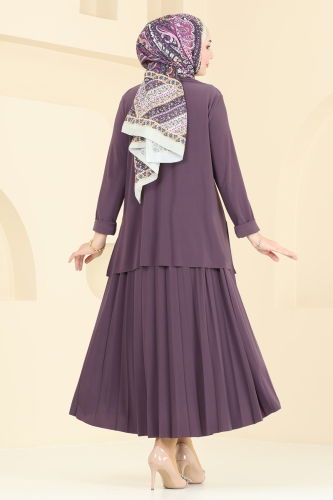 moda selvim طقم ليلكي غامق 2008MEY846 - Thumbnail