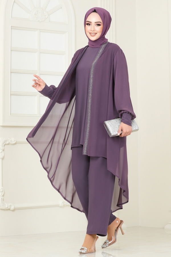 Modaselvim Hijab Combinations Combined 2011MEY846 Dark Lilac