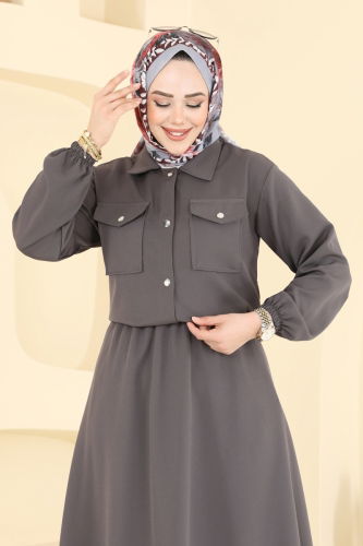moda selvim طقم رمادي غامق 2013MP806 - Thumbnail