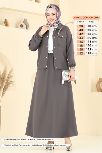moda selvim طقم رمادي غامق 2013MP806 - Thumbnail