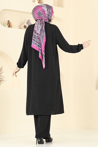 moda selvim طقم أسود 2019MEY846 - Thumbnail