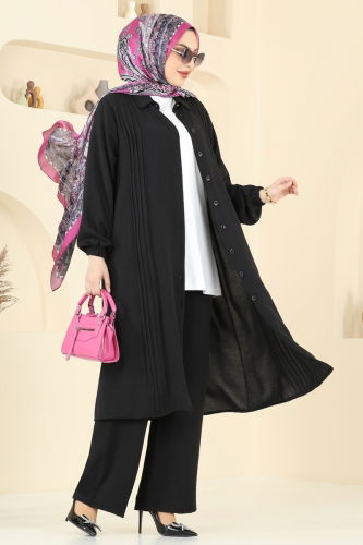 moda selvim طقم أسود 2019MEY846 - Thumbnail