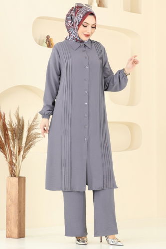 moda selvim طقم رمادي 2019MEY846 - Thumbnail