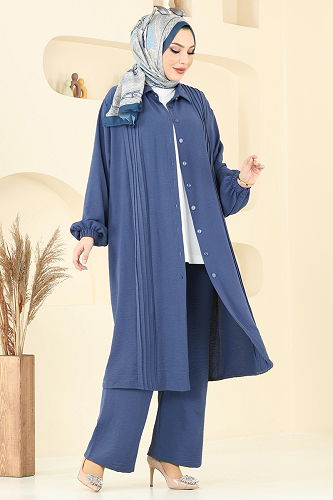 moda selvim طقم ازرق 2019MEY846 - Thumbnail