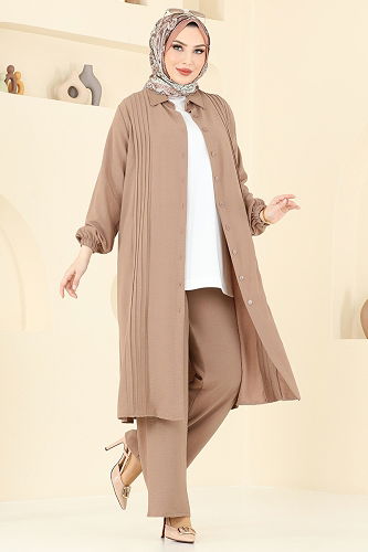 moda selvim طقم بيج 2019MEY846 - Thumbnail