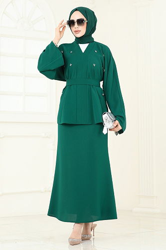 moda selvim طقم زيتي 2021ARL1089 - Thumbnail