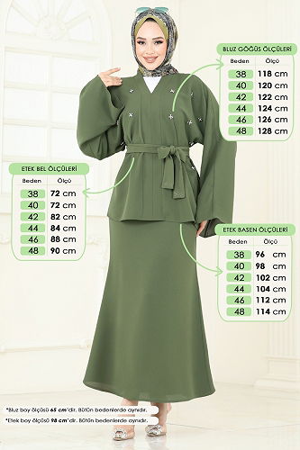 moda selvim طقم اخضر عفني 2021ARL1089 - Thumbnail