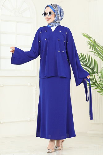 moda selvim طقم نيلي 2021ARL1089 - Thumbnail