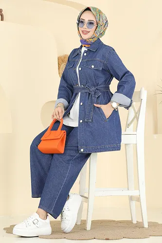 moda selvim Combined 202505TEG847 Dark Denim - Thumbnail