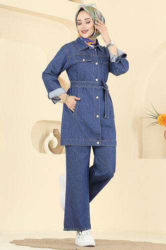 moda selvim Combined 202505TEG847 Dark Denim - Thumbnail