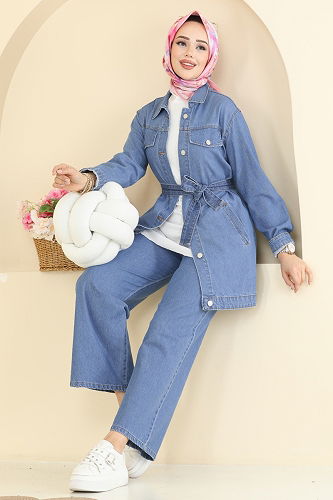 moda selvim Combined 202505TEG847 Denim - Thumbnail