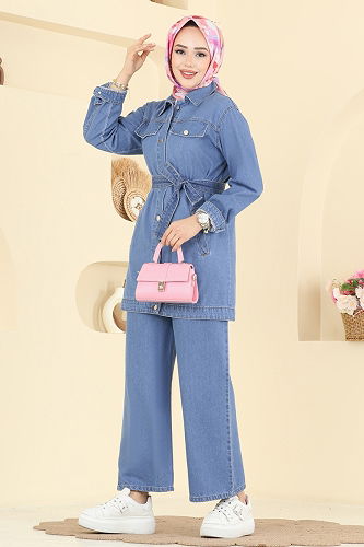 moda selvim Combined 202505TEG847 Denim - Thumbnail