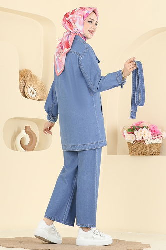 moda selvim Combined 202505TEG847 Denim - Thumbnail