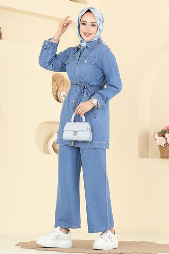 moda selvim Combined 202505TEG847 Light Denim - Thumbnail