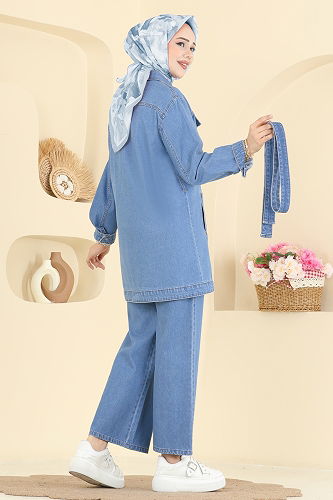 moda selvim Combined 202505TEG847 Light Denim - Thumbnail