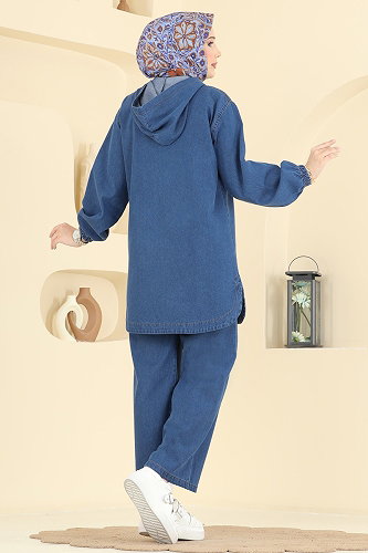 moda selvim Combined 202506TEG847 Blue Jeans - Thumbnail