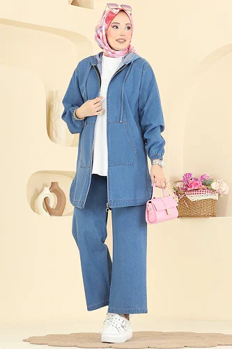moda selvim Combined 202506TEG847 Light Denim - Thumbnail