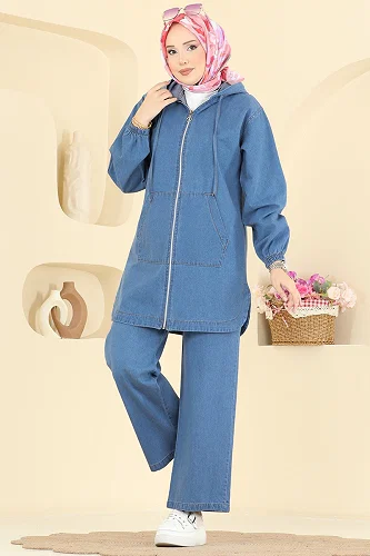 moda selvim Combined 202506TEG847 Light Denim - Thumbnail