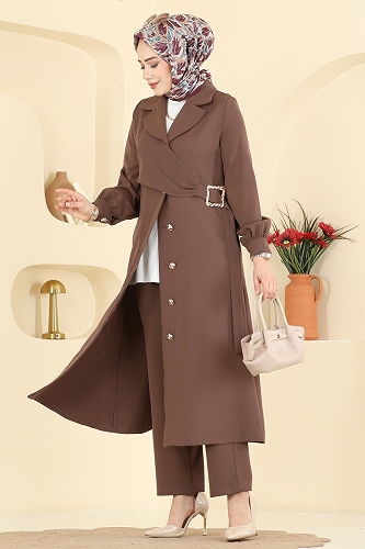 moda selvim طقم بني 2030FON792 - Thumbnail