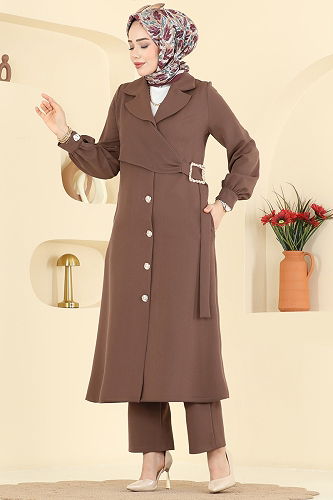 moda selvim طقم بني 2030FON792 - Thumbnail