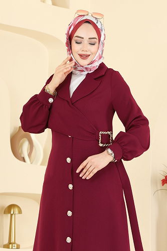 moda selvim طقم خمري 2030FON792 - Thumbnail